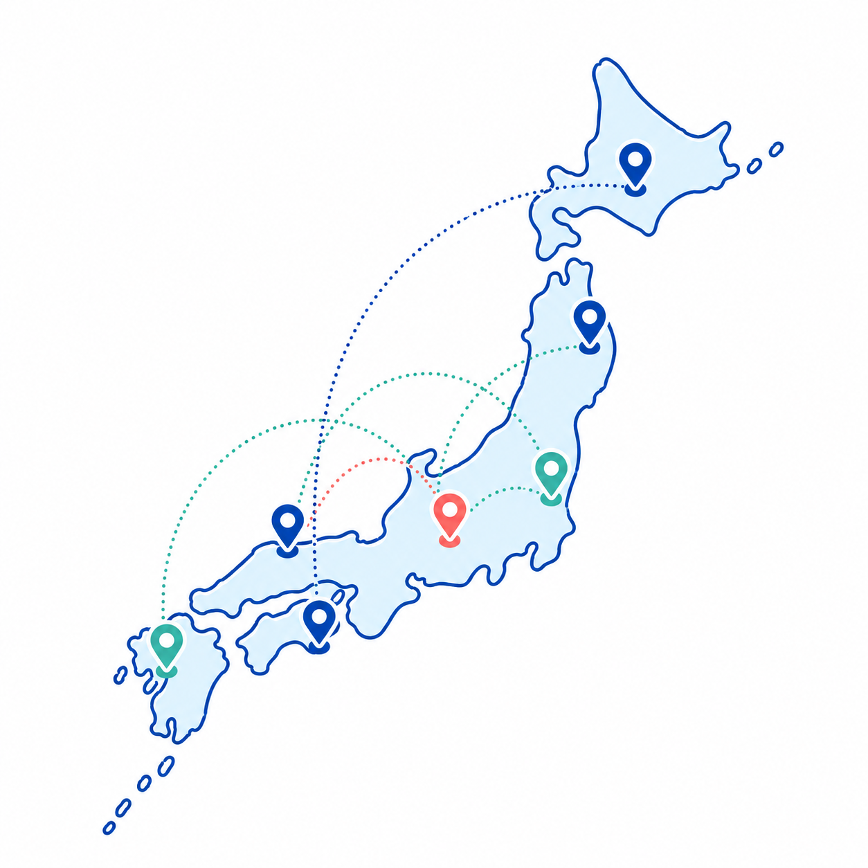 地域ごとに異なる補助金制度への対応を示す日本地図のイメージ図